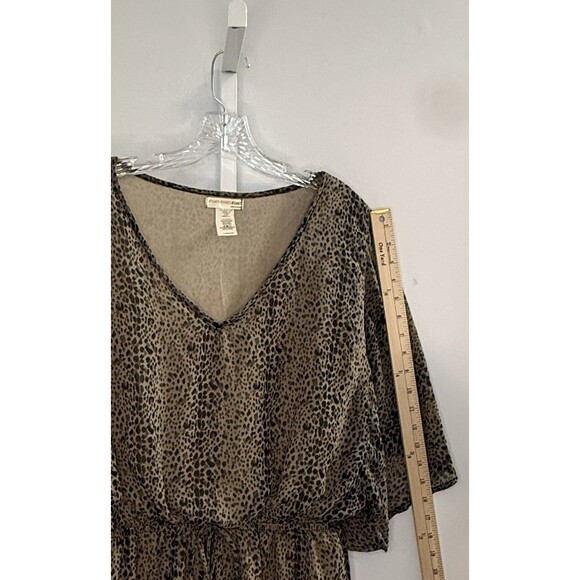 A’GACI Leopard Print Sheer Drawstring Mini Dress L Made in USA Boho Safari Chic - Picture 5 of 10